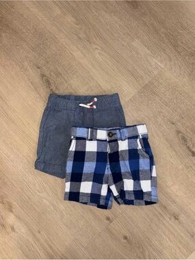 Cat & Jack Boys' Blue Chambray and Blue Plaid Shorts Set